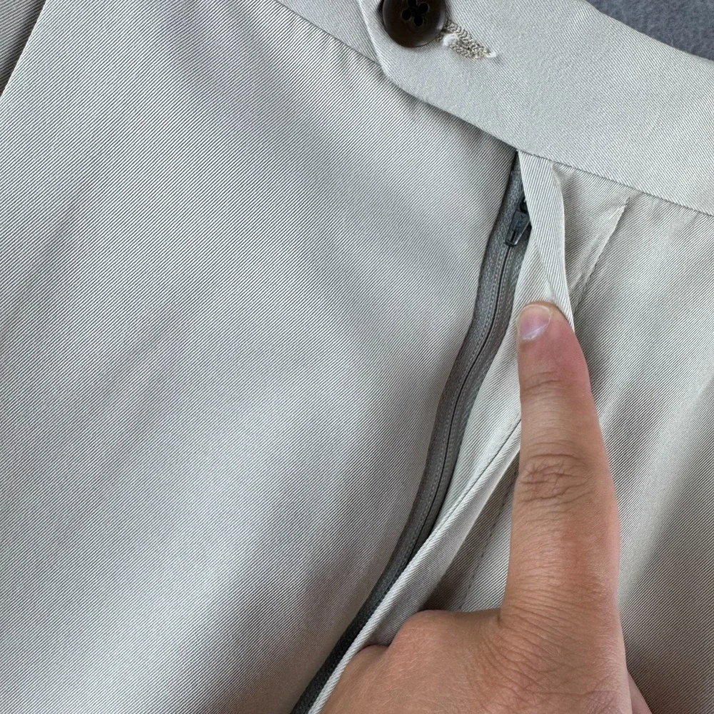 Vintage Polo Ralph Lauren Pants Mens Fits 35x31 Cream Rayon Blend Pleated Baggy